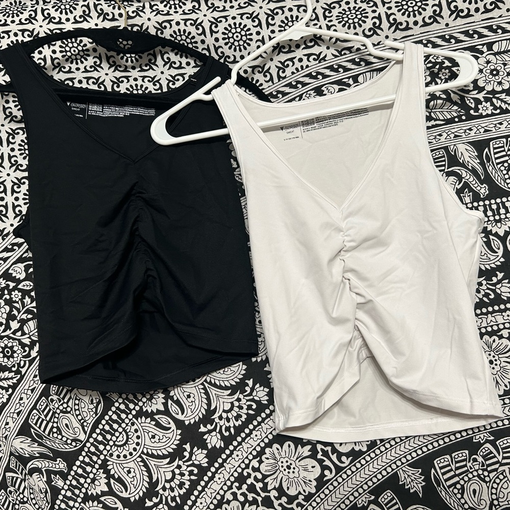 black and white victoria’s secret work out tops